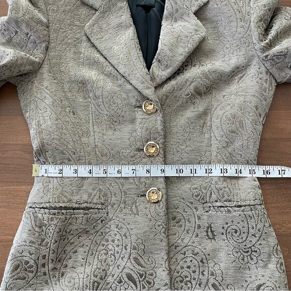 Escada | By Margaretha Ley Blazer Gold Shimmer Tan Beige Button Front Jacket 34 - Picture 13 of 14